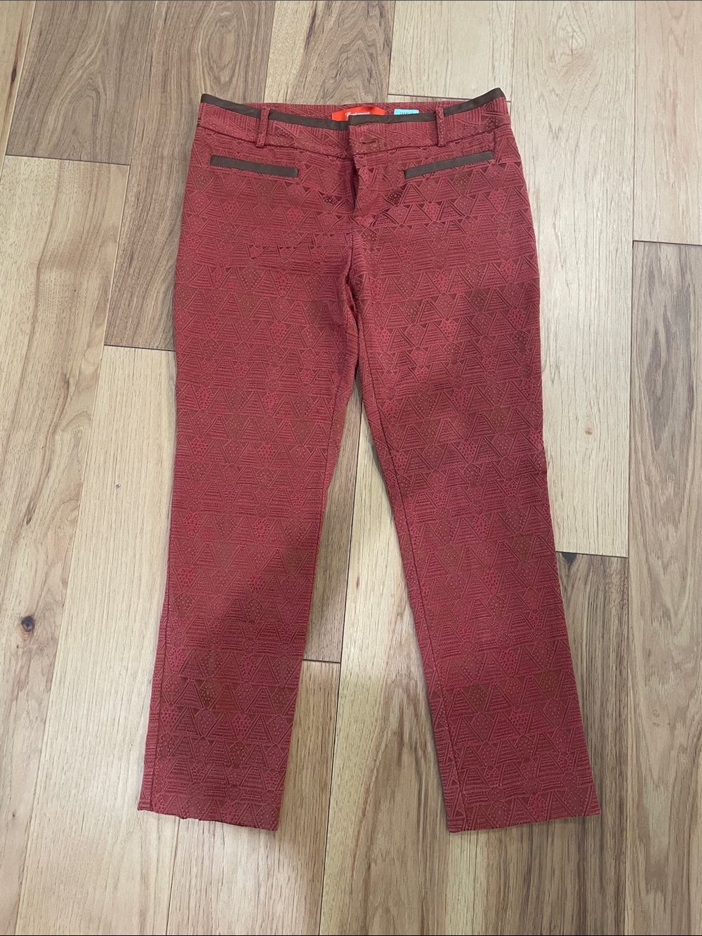 Anthropologie Red Patterned Ankle Jeans